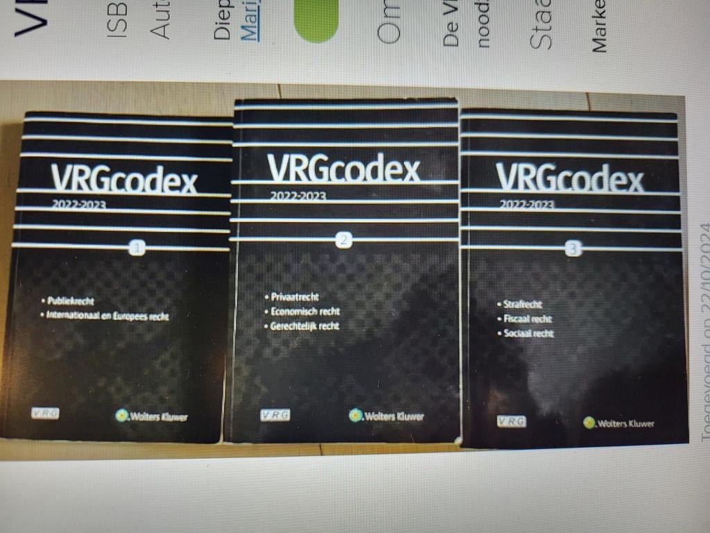 VRG CODEX 2022-2023, Boeken, Studieboeken en Cursussen, Ophalen of Verzenden
