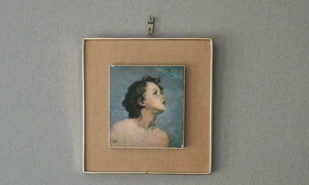Kleine kader met reproductie Emile Wauters - Amor 17x18cm, Minder dan 50 cm, Gebruikt, Ophalen of Verzenden, Print