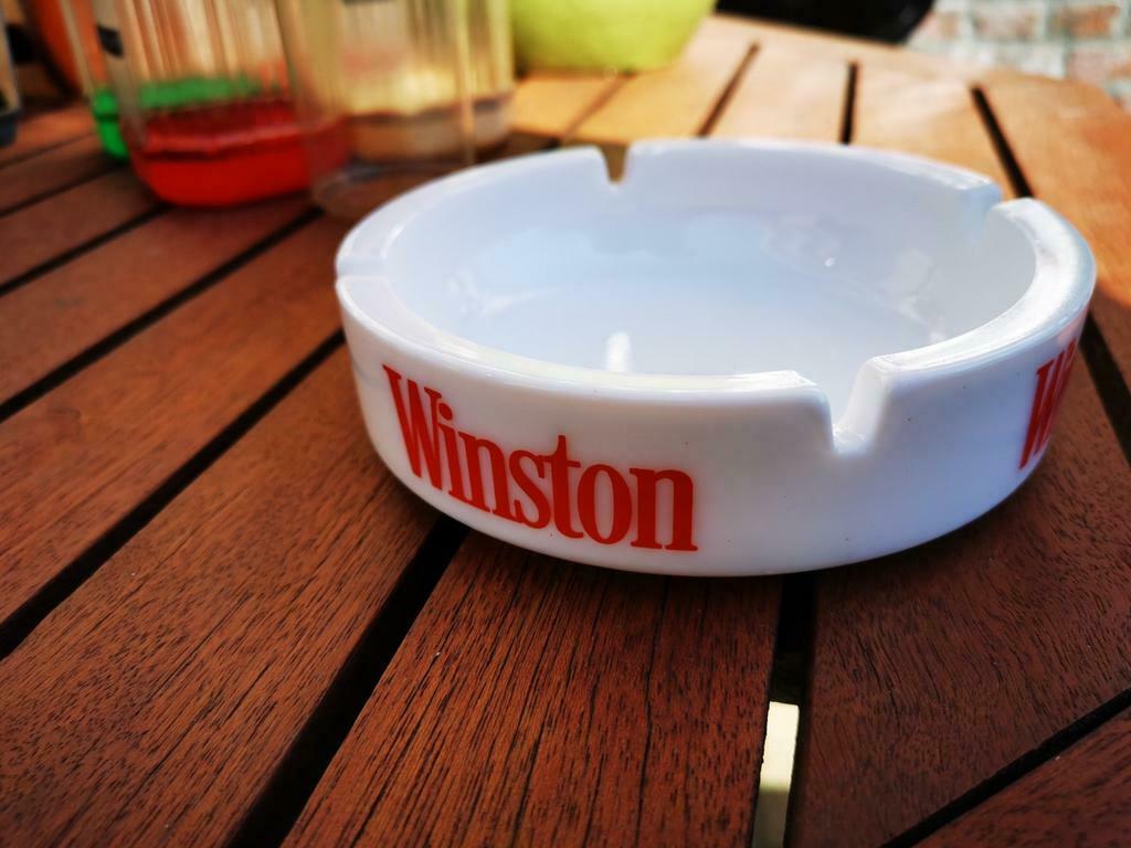 Cendrier à cigarette Winston comme neuf verre blanc grand mo, Enlèvement ou Envoi, Neuf, Cendrier