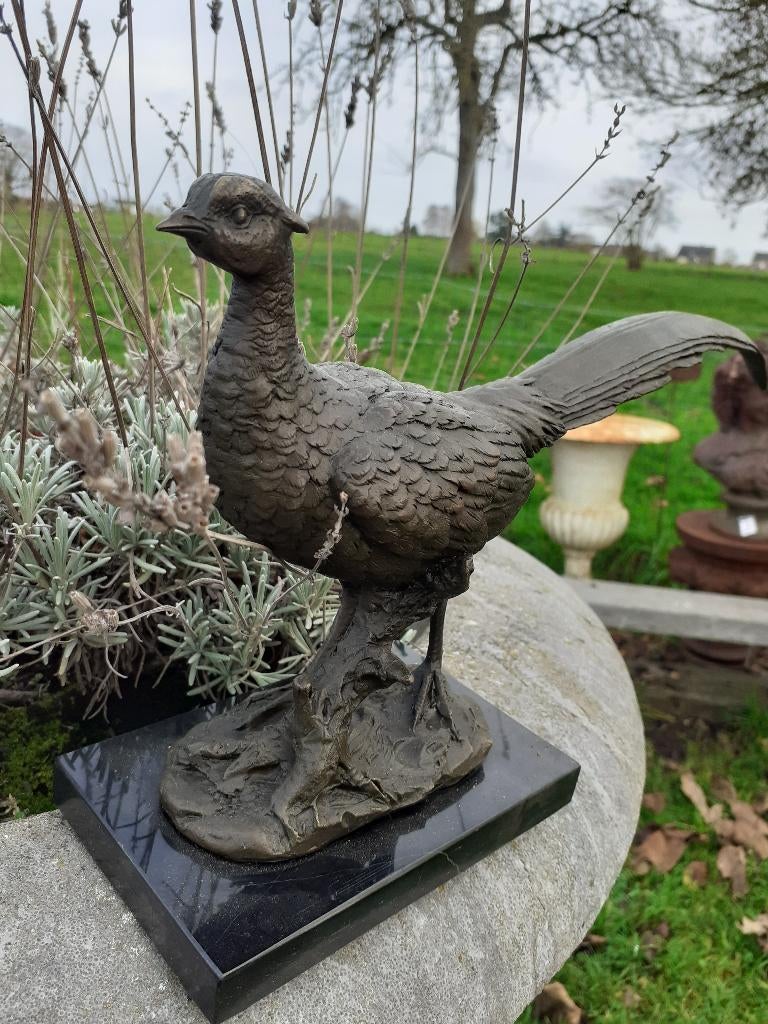 PRACHTIGE BRONZEN FAZANT OP BASIS, Antiek en Kunst, Ophalen of Verzenden, Brons