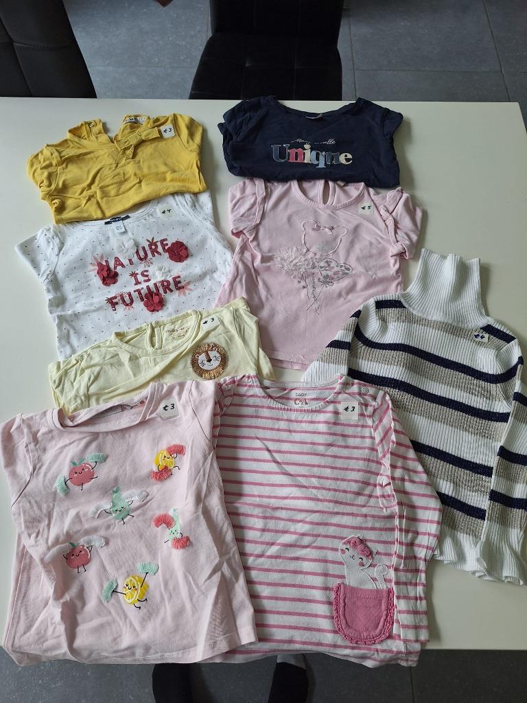 Set van 8 t-shirts lange mouwen en 10 truien maat 98, Enlèvement, Utilisé, Fille