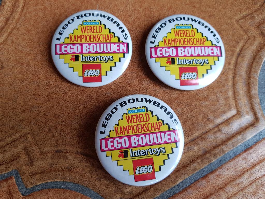 Wereldkampioenschap Lego Bouwen buttons, Vintage, Ophalen of Verzenden, Gebruikt, Lego