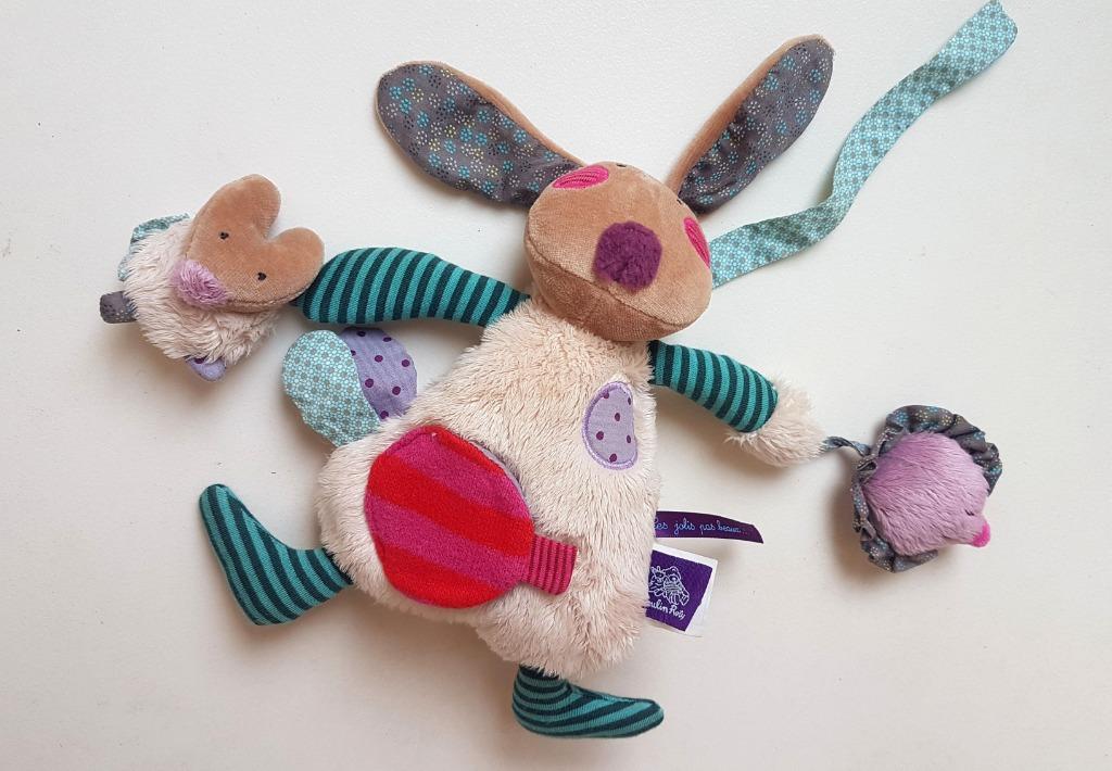 MOULIN ROTY Peluche d'éveil lapin - Les jolis pas beaux, Enlèvement ou Envoi, Utilisé, Lapin