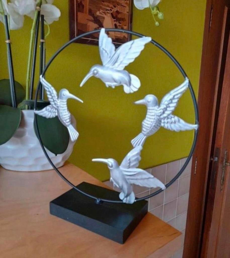 Metalen zilverkleurige kolibrie decoratie, Ophalen of Verzenden