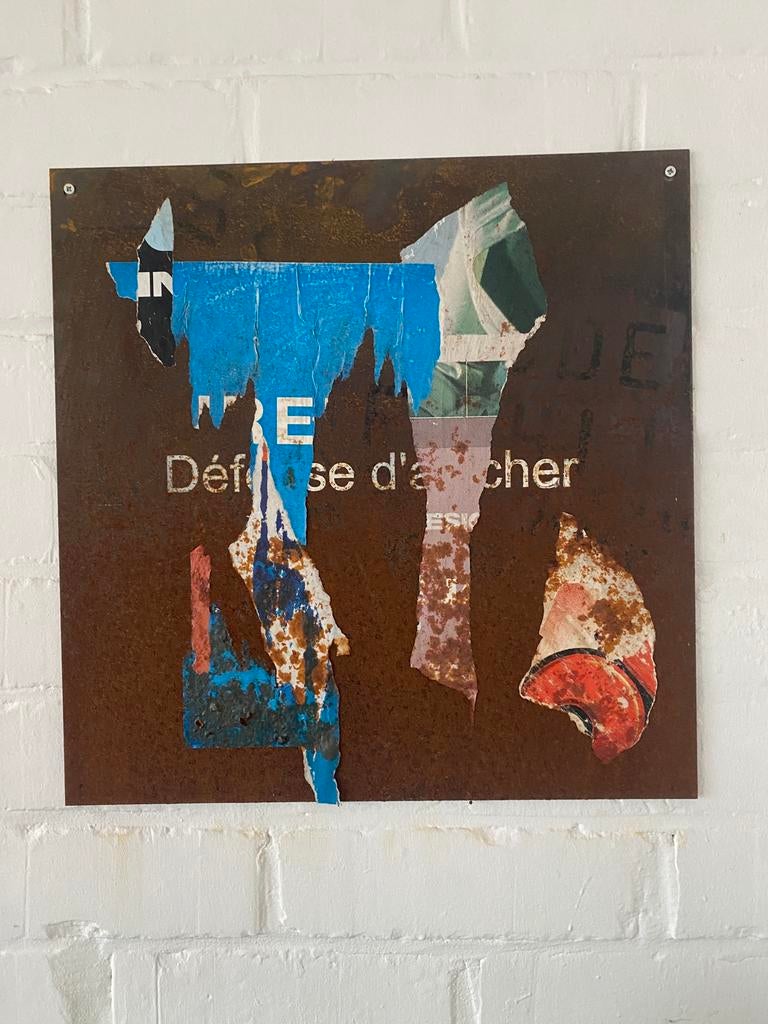 Collage op metaal Sophie De Keyser 50x50cm, Ophalen