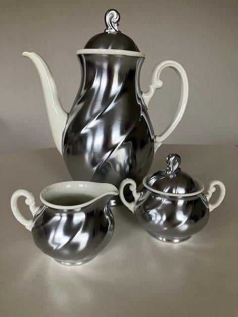 antiquités - elegante koffiekan met melkkan en suikerpot, Antiek en Kunst, Ophalen