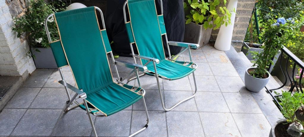 Chaises de plage pliables "aluminium" vintage (1970), Enlèvement ou Envoi, Aluminium