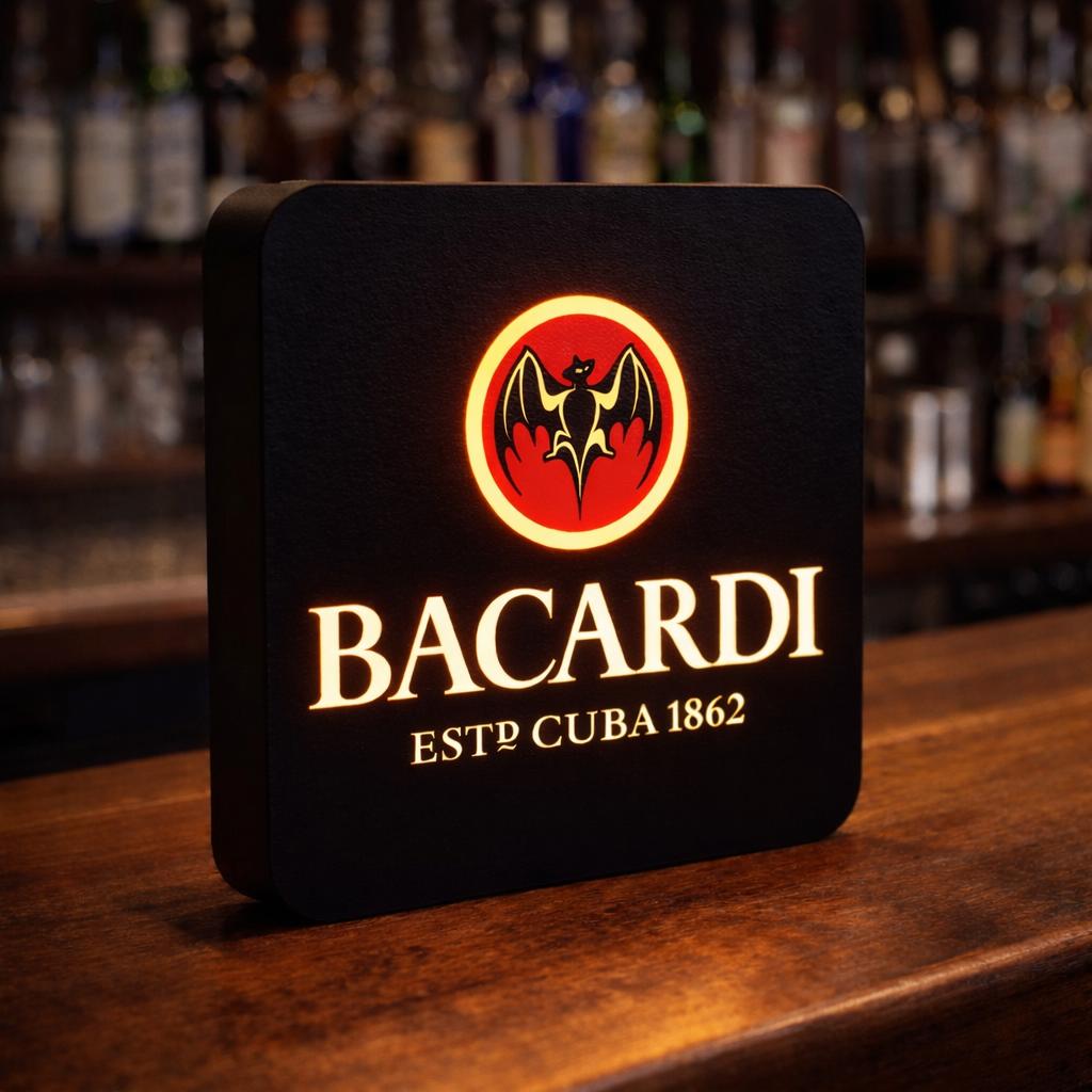 Bacardi Est. 1862 LED Lightbox – Luxe Bar Decoratie, Verzamelen, Merken en Reclamevoorwerpen, Verzenden, Nieuw, Lichtbak of (neon) lamp