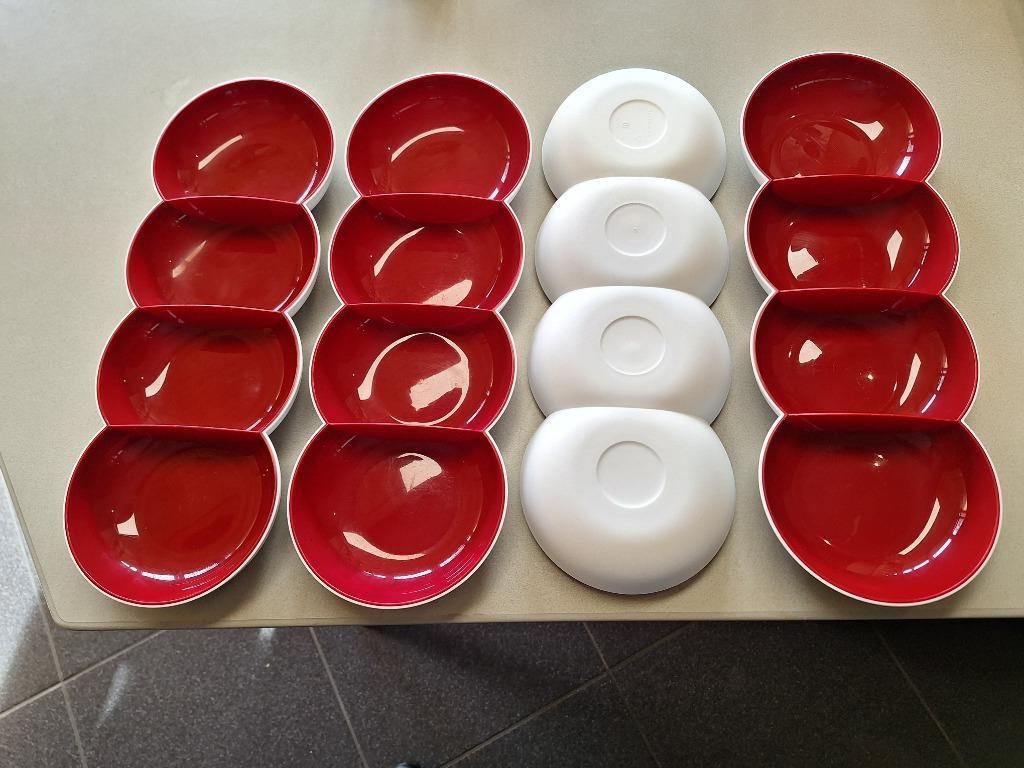 Tupperware Allegra tapaschaal rood / wit  per stuk, Ophalen of Verzenden, Zo goed als nieuw, Rood