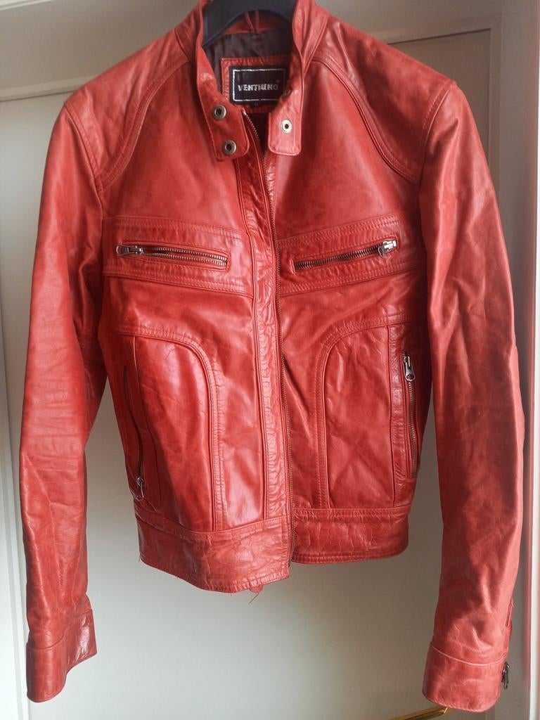 Leder jas, Kleding | Dames, Ophalen, Zo goed als nieuw, Rood