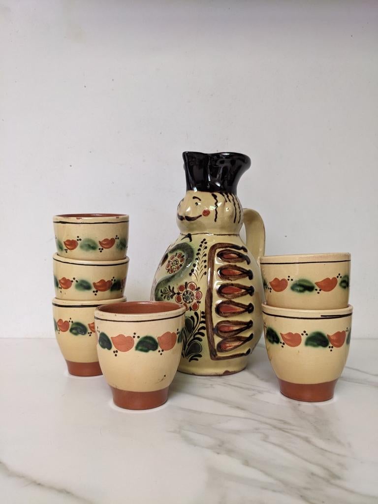 Vintage Hongaarse wijnset, Huis en Inrichting, Ophalen, Aardewerk, Compleet servies