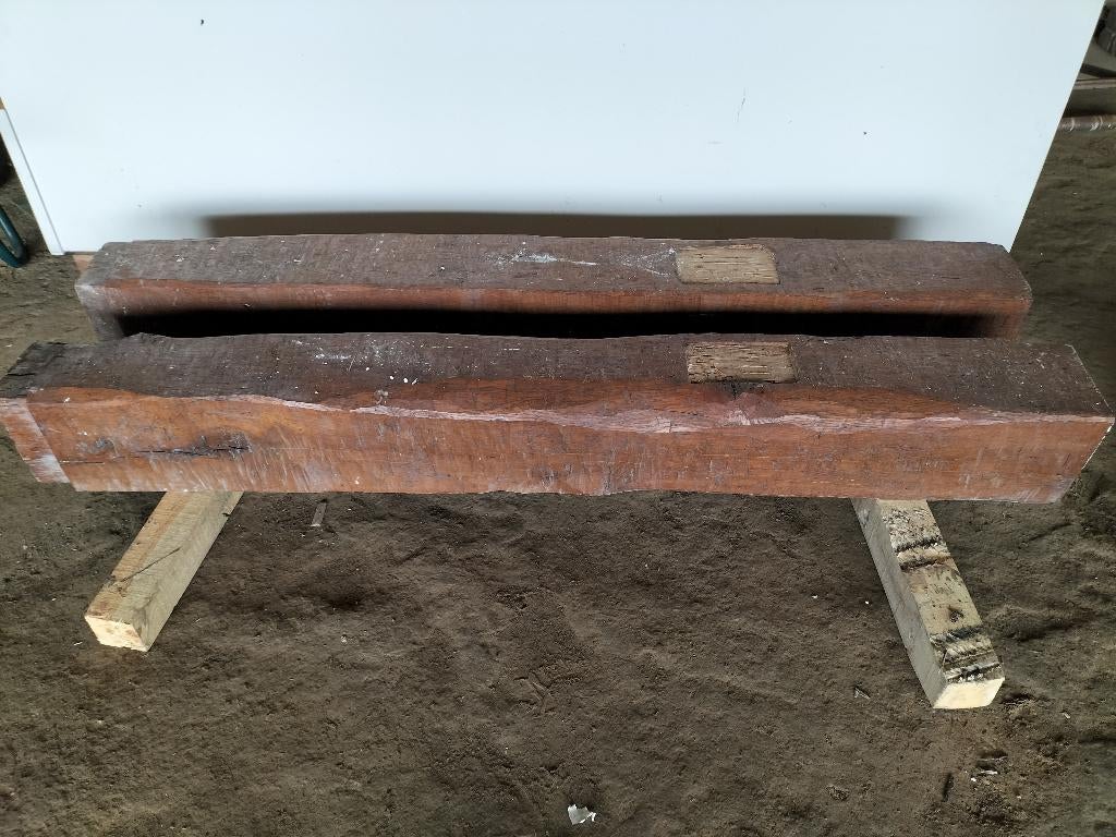 Eiken balken, Doe-het-zelf en Bouw, Hout en Planken, Ophalen, Gebruikt, Eiken, 300 cm of meer