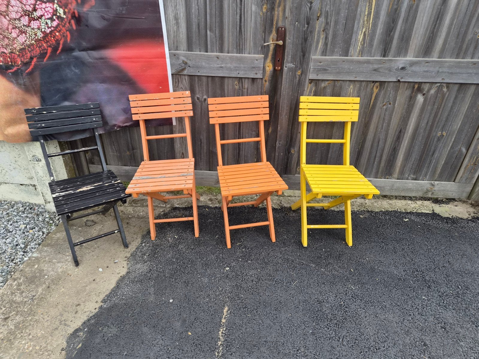 4 houten klapstoelen voor 10€, Jardin & Terrasse, Enlèvement, Utilisé, Bois, Pliant