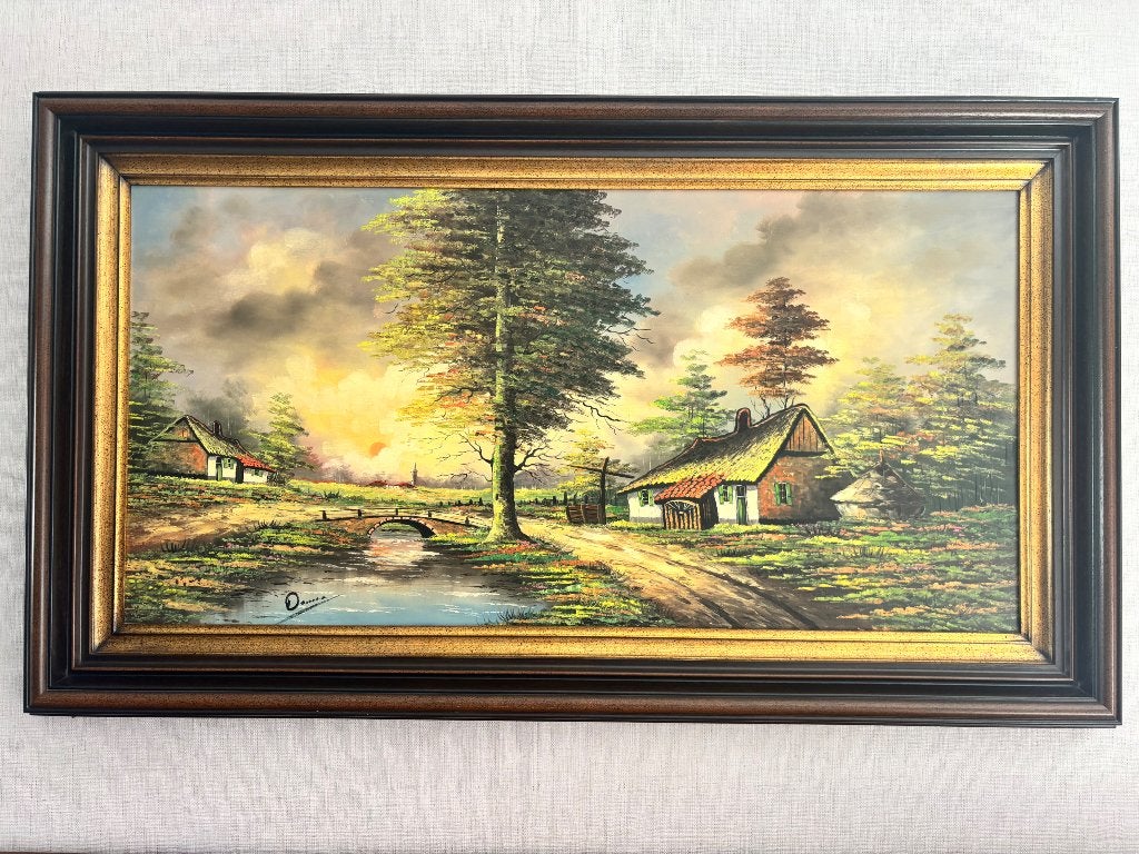 Schilderij landschap jaren 60, Antiek en Kunst, Ophalen, Ingelijst, Olieverf, Landschap