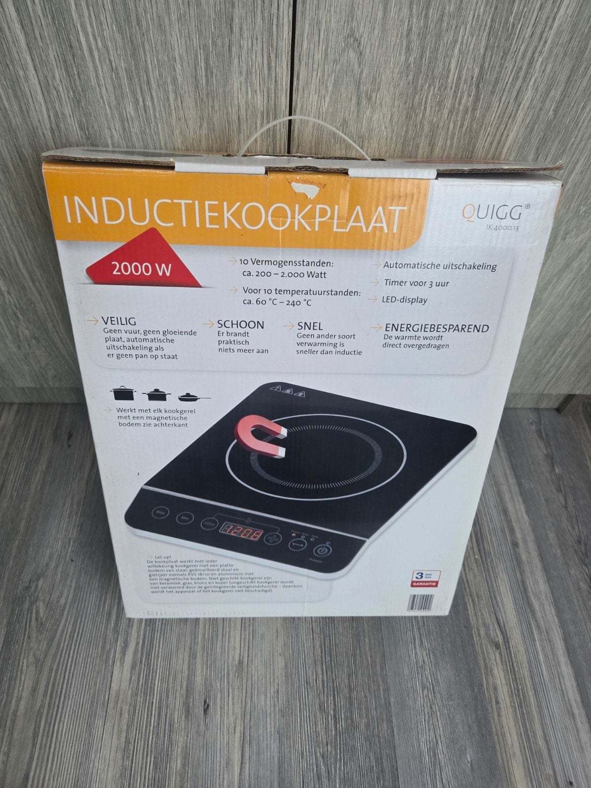 Inductiekookplaat merk QUIGG 2000 watt, Enlèvement, Utilisé, Électrique, 3 zones de cuisson ou moins