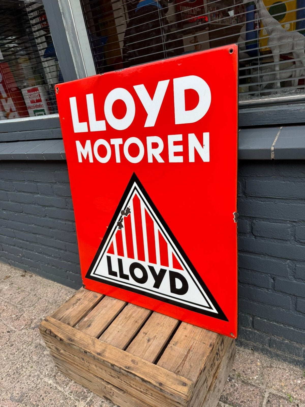 LLOYD MOTOREN emaille reclamebord, Verzamelen, Ophalen of Verzenden, Gebruikt, Reclamebord
