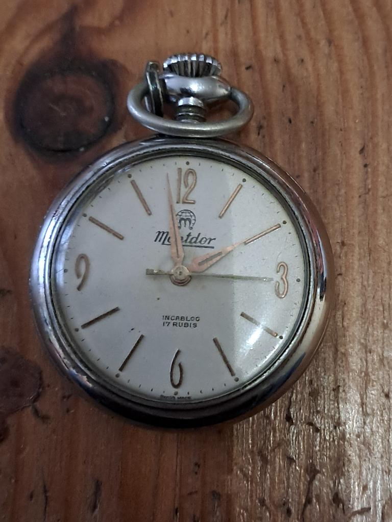 Montre gousset Montdor 17 rubis, Zakhorloge, Staal, 1930 tot 1960, Ophalen