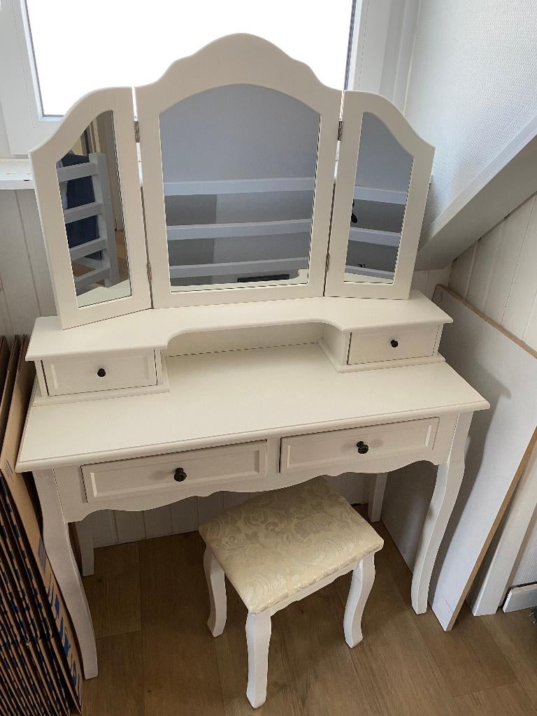 Kaptafel met krukje, Huis en Inrichting, Ophalen, 100 tot 150 cm, Victoriaanse, Zo goed als nieuw