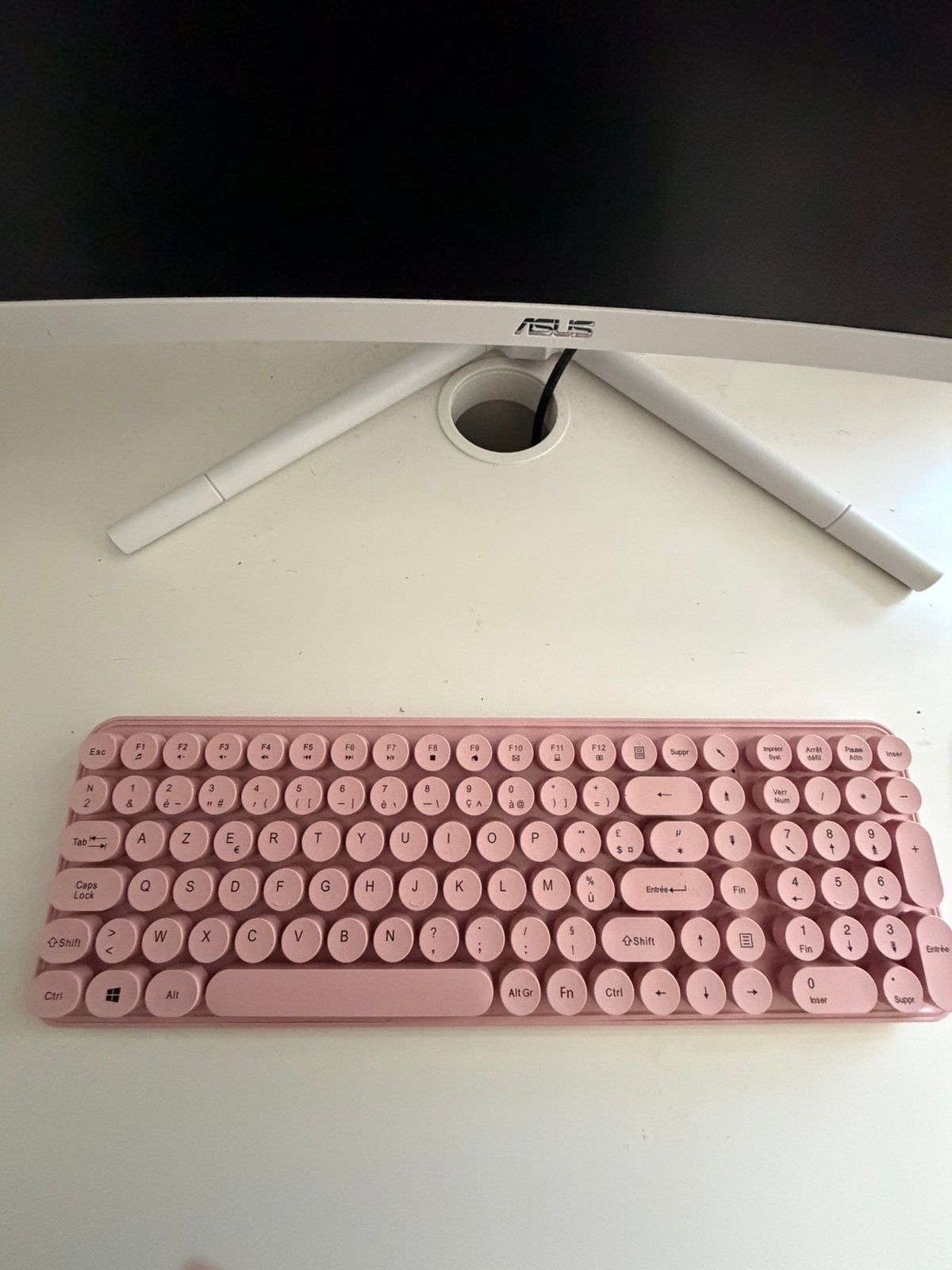 Draadloos Toetsenbord Roze Retro Stijl, Computers en Software, Toetsenborden, Ophalen, Azerty, Zo goed als nieuw, Draadloos