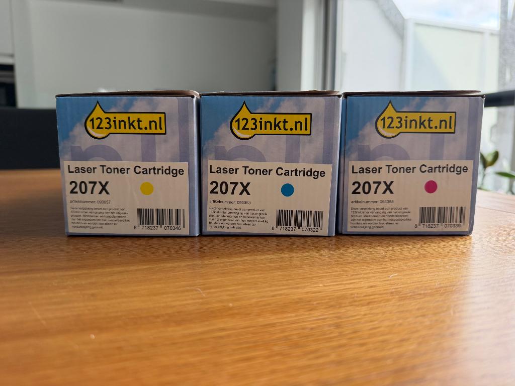 set van 3 toners HP 207X Geel/Cyaan/Magenta hoge capaciteit, Ophalen of Verzenden, Nieuw, Toner, 1 2 3 inkt