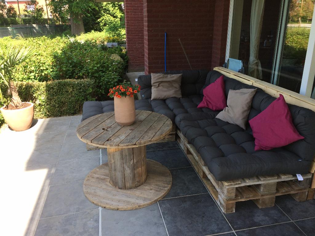 Pallet Loungeset, Ophalen, 5 zitplaatsen, Zo goed als nieuw, Loungeset