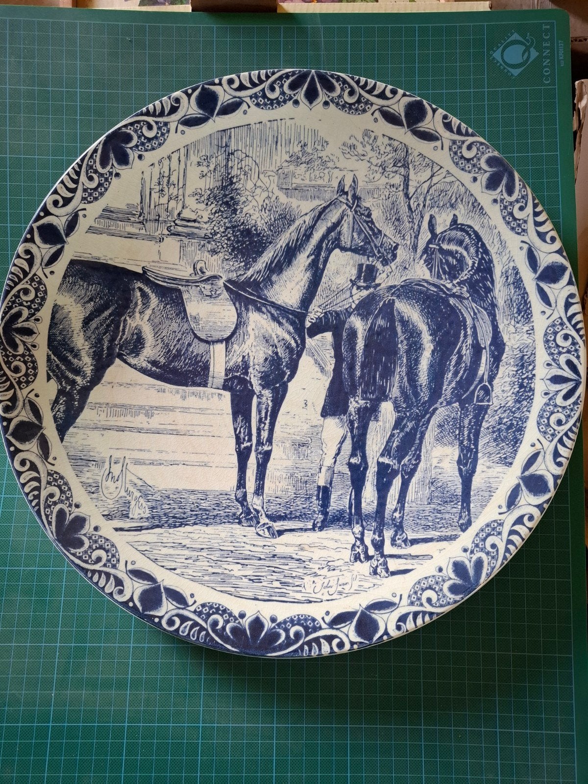authentiek Delfts blauw wandbord met paarden, Antiek en Kunst, Ophalen of Verzenden
