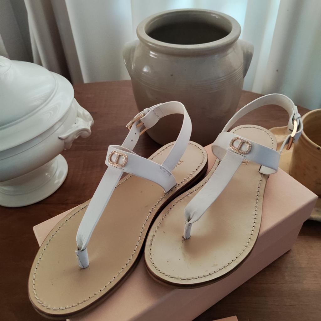 TWINSET Milano sandales blanches en cuir, Enlèvement ou Envoi