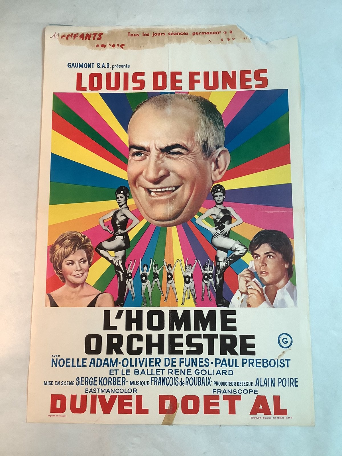 L'HOMME ORCHESTRE   louis de funes   Filmposter   36-54 cm, Ophalen, Zo goed als nieuw