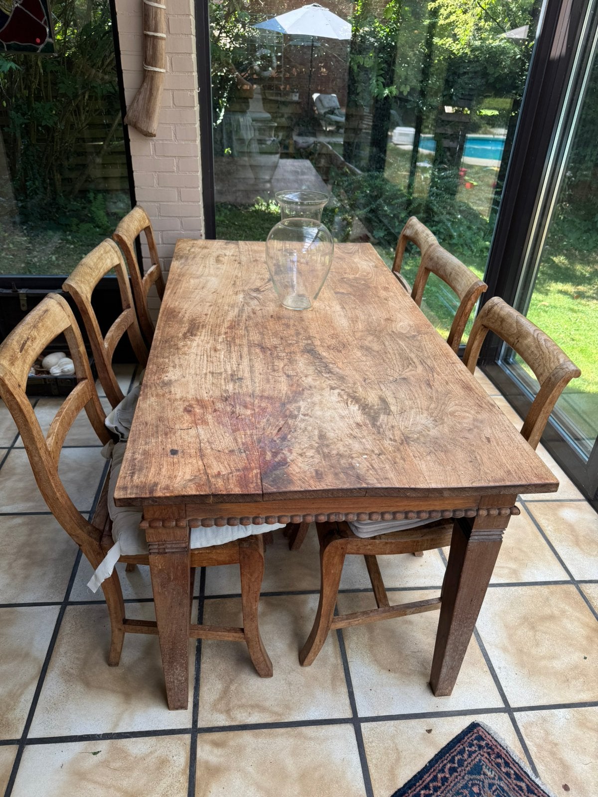 Complete Landelijke Eetkamerset: Antieke Tafel + 6 Stoelen, Huis en Inrichting, Ophalen of Verzenden, Gebruikt, Landelijke stijl