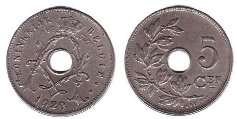 BELGIQUE ALBERT Ier 5 centimes CuproNickel 1920 (Flamande), Verzenden, Overig, Losse munt