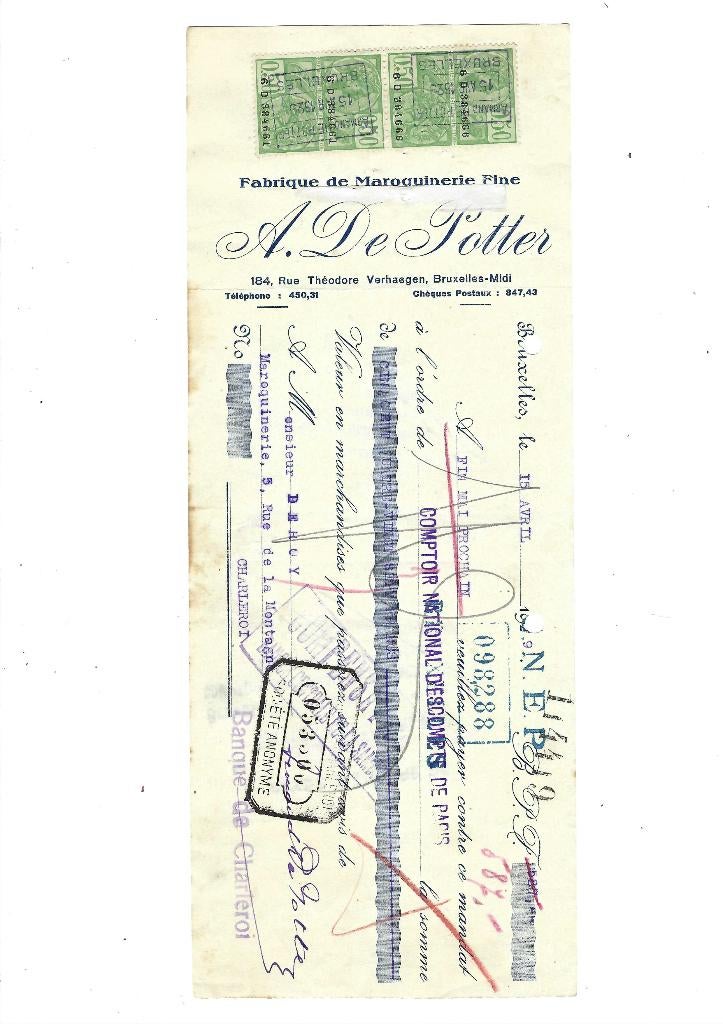 Ancien reçu 1929, Ophalen of Verzenden, Gebruikt