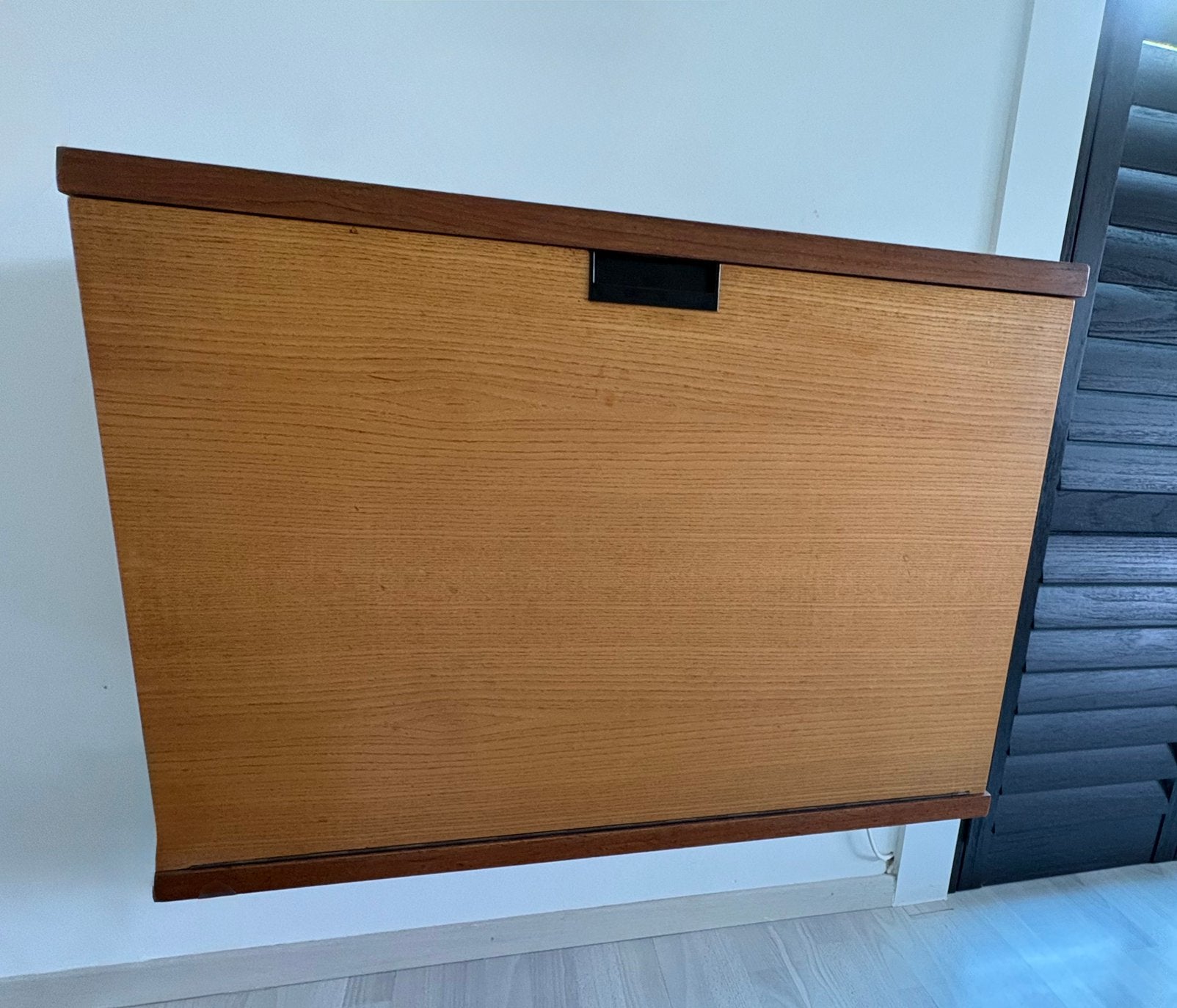 Pastoe vintage wandkast met klepdeur. Eikenfineer. Modulair., Huis en Inrichting, Kasten | Wandmeubels, Ophalen, Gebruikt