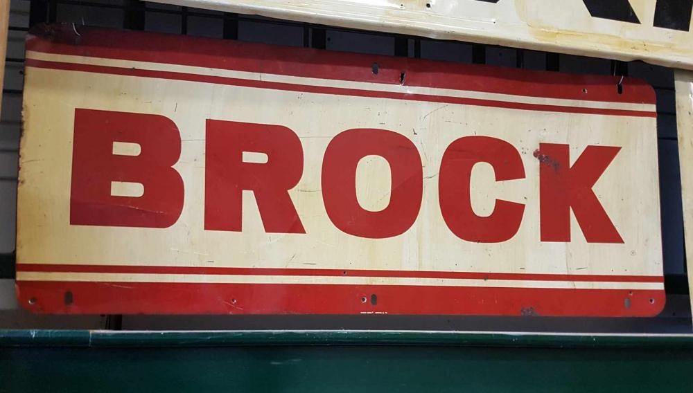 Origineel vintage USA reclamebord/tinsign van Brock️️️️️️️⛽️, Verzamelen, Ophalen of Verzenden, Gebruikt, Reclamebord