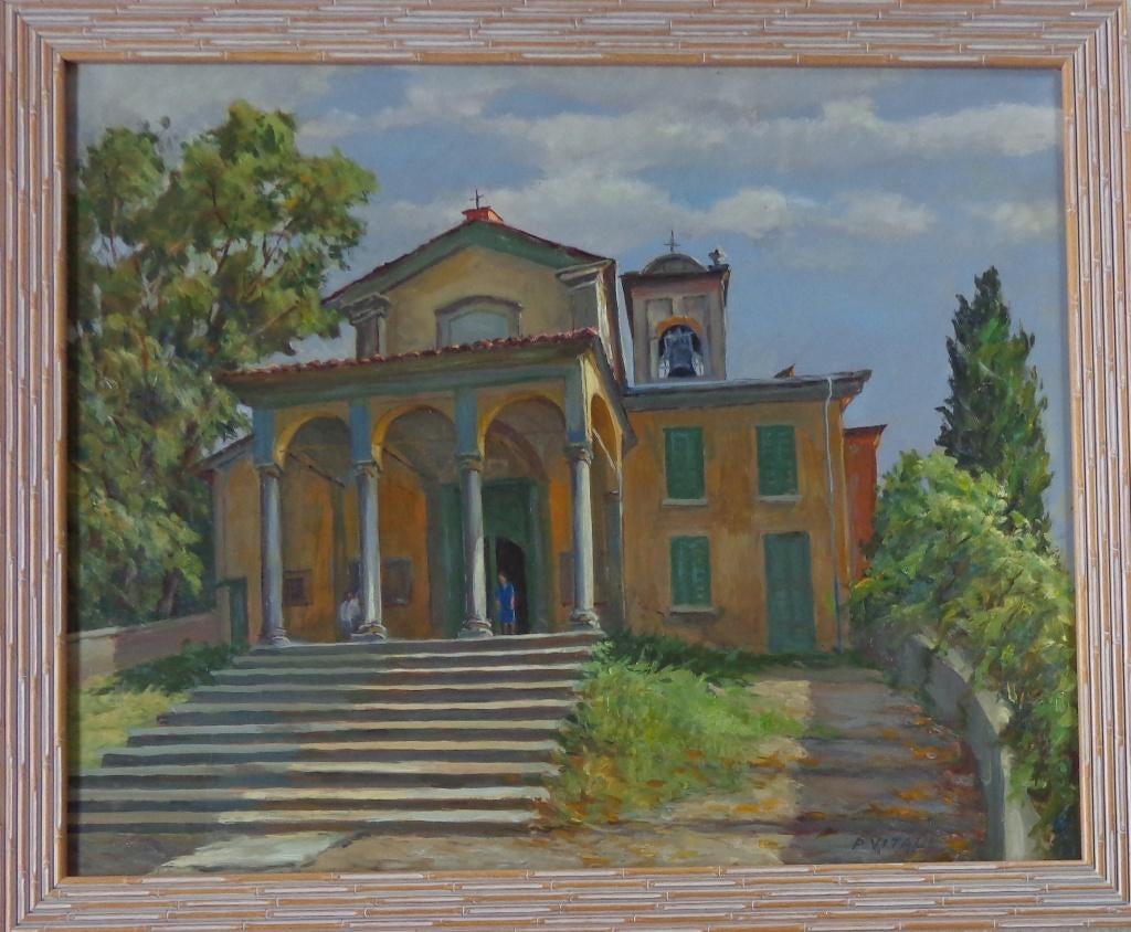 P. VITALI / ITALIAANSE VILLA / OLIEVERF / 69x83cm / KADER, Ophalen