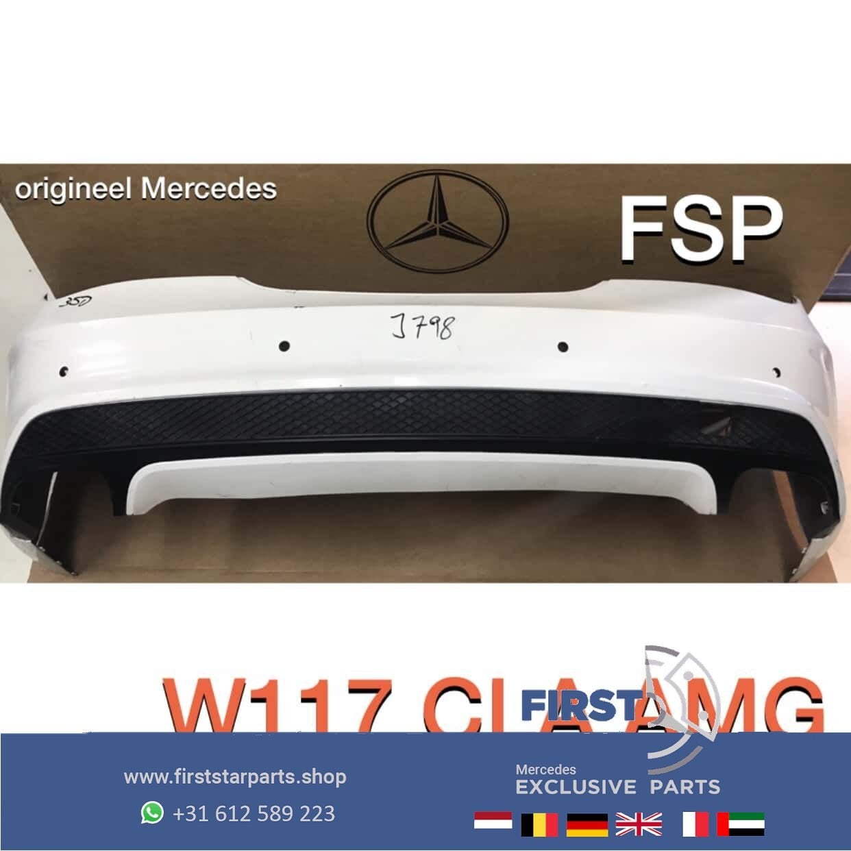 W117 C117 X117 CLA AMG ACHTERBUMPER WIT Mercedes 2013-2018 O, Auto-onderdelen, Carrosserie, Bumper, Mercedes-Benz, Achter, Gebruikt