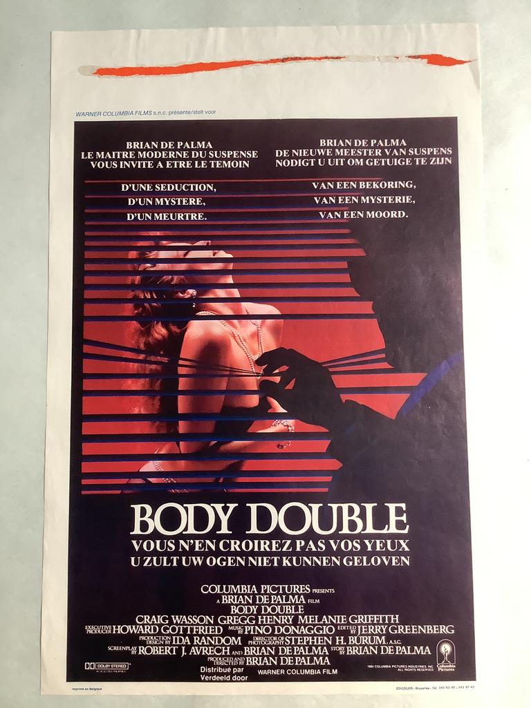 BODY DOUBLE   filmposter 36-54 cm    Used, Verzamelen, Ophalen of Verzenden
