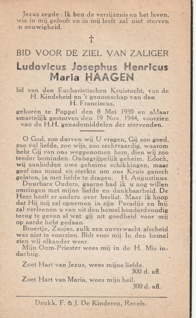 Oorlogsslachtoffer 1940-45 Ludovicus Verhaagen 19.11.1944, Verzenden