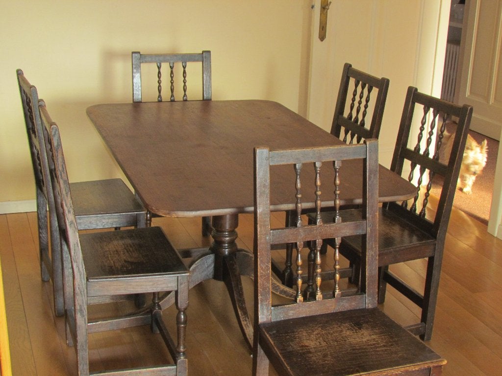Table + 6 chaises, 100 à 150 cm, Cinq personnes ou plus, Comme neuf, Enlèvement
