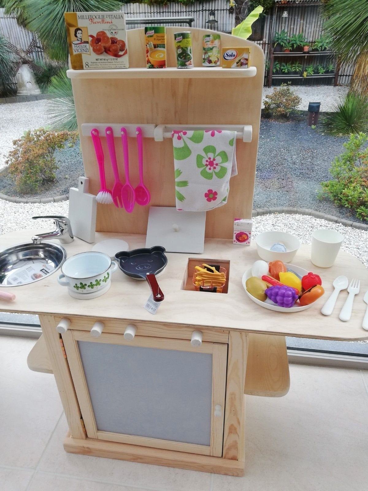 Nieuwe grote houten speelkeuken incl toeb en inox kraan120€, Ophalen