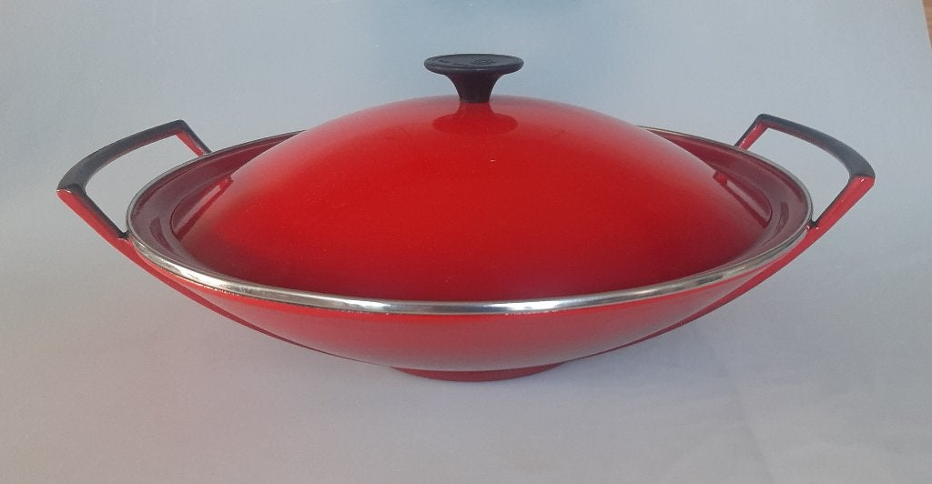 Le Creuset wokpan 36cm, Gietijzer, Geschikt voor inductie, Le Creuset, Ophalen of Verzenden