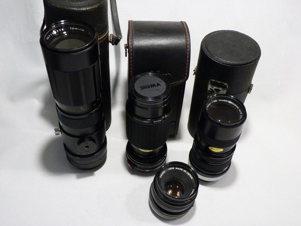 4xCanon FD: Tokina90-230, Sigma70-210,Vivitar70-150, Canon50, Ophalen of Verzenden, Zo goed als nieuw, Telelens, Zoom