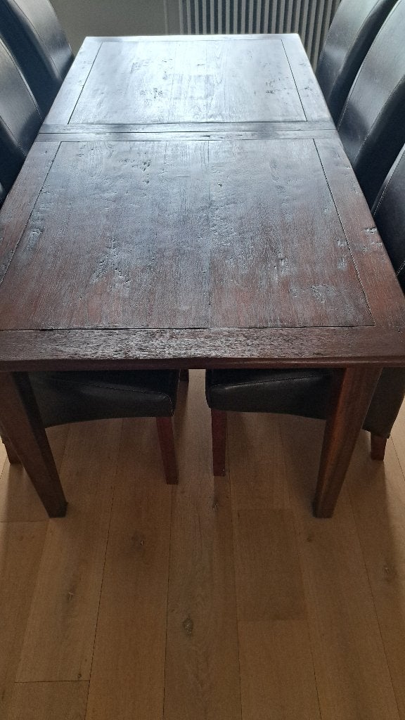 table à rallonge + 6 chaises, Colonial, Enlèvement, Utilisé, 50 à 100 cm