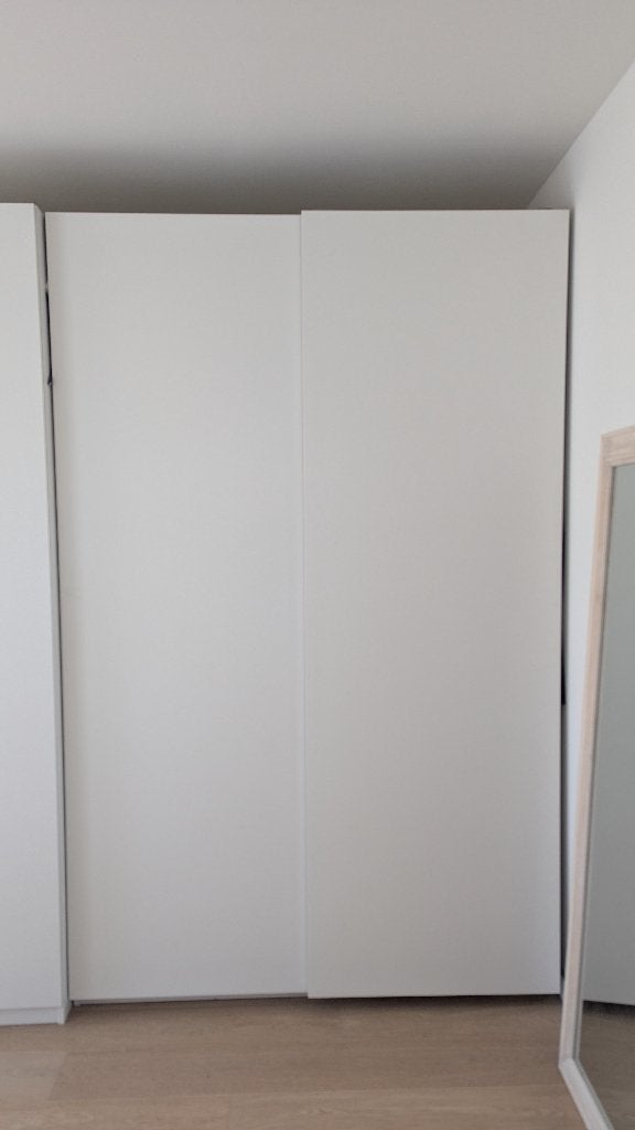 IKEA PAX / HASVIK White Wardrobe with Sliding Doors, Avec porte(s), Comme neuf, 100 à 150 cm, Enlèvement
