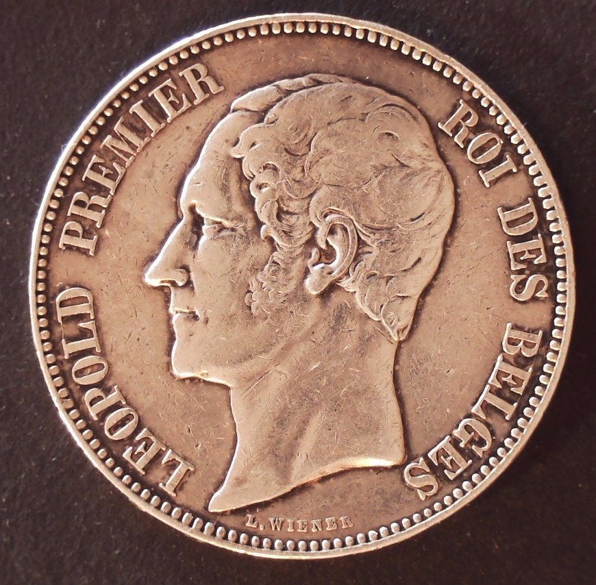 België 5 francs, 1849, Zilver, Ophalen of Verzenden, Losse munt, Zilver