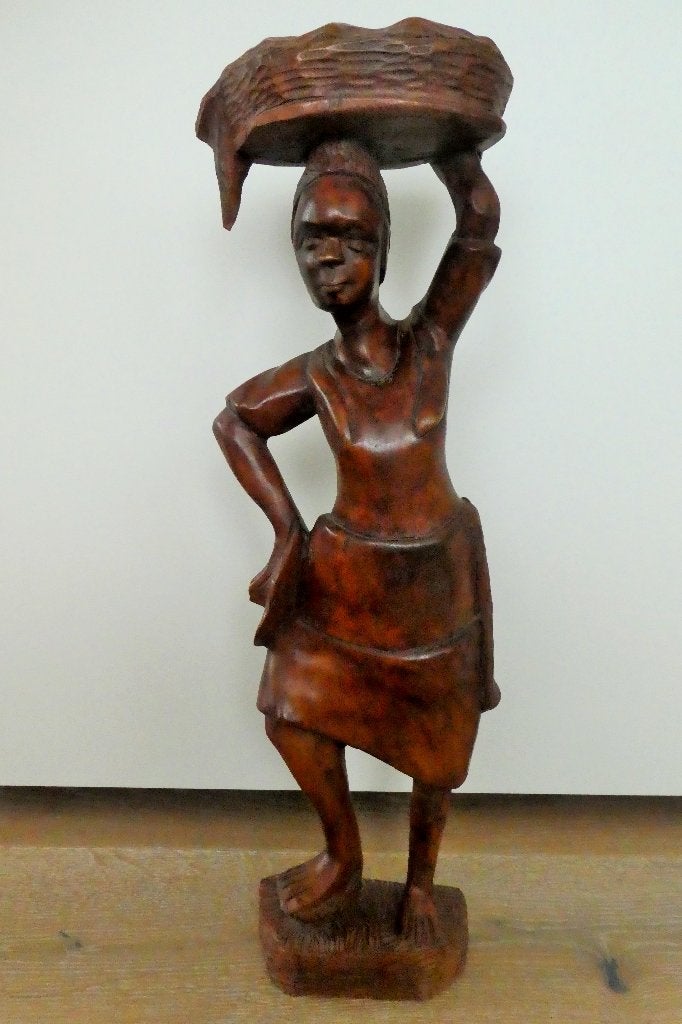 Sculpture Femme en Bois (Afrique) Vintage H. 62 cm., Afrique, Bois, Fait main, Enlèvement