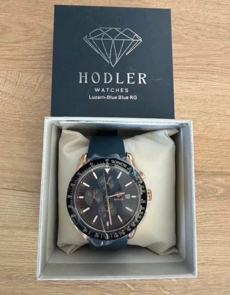 NIEUW: Hodler Luzern Blue RG Chronograaf - Herenhorloge 45mm, Handtassen en Accessoires, Horloges | Heren, Overige merken, Overige materialen