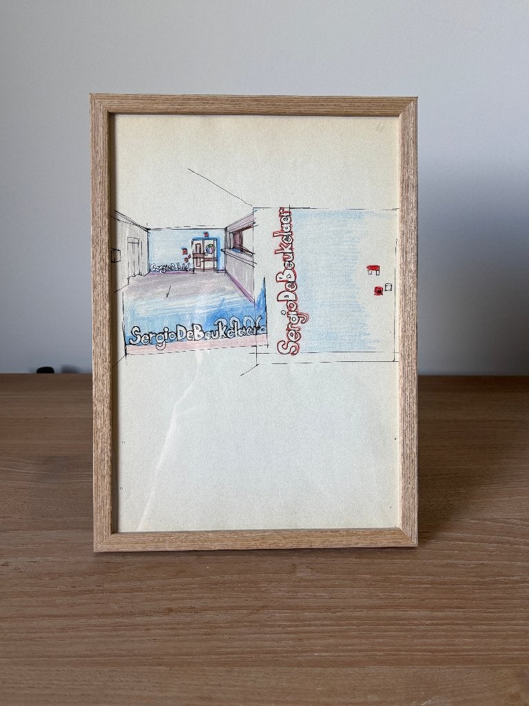 Originele tekening Sergio De Beukelaer (2006), Pentekening, Ingelijst, Ophalen of Verzenden, Tekening
