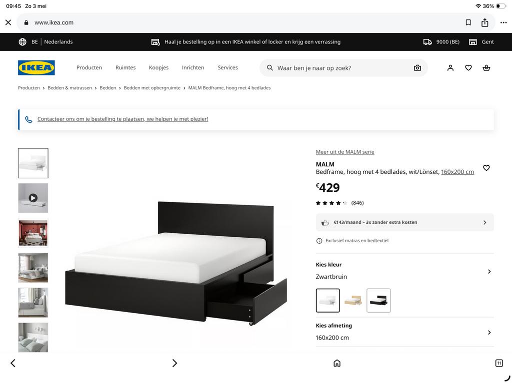 Tweepersoonsbed 1.60 m, Huis en Inrichting, Slaapkamer | Bedden, Ophalen, Zo goed als nieuw, Zwart