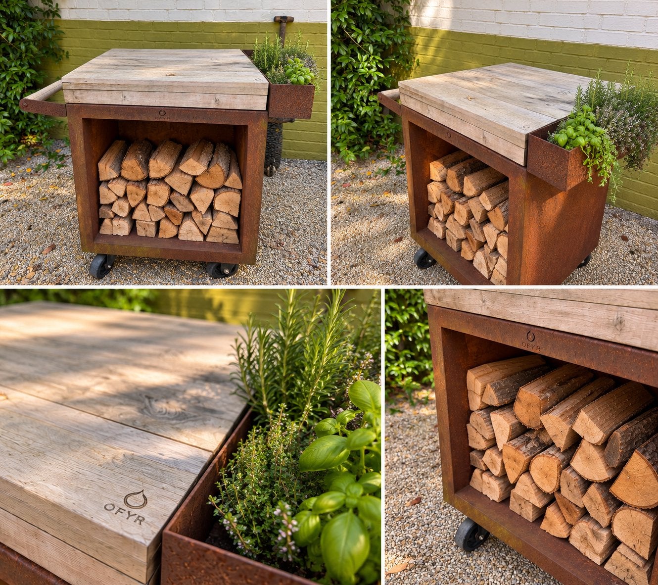 OFYR Mise en Place Table Corten 65 PRO – Teak, Ophalen, Zo goed als nieuw