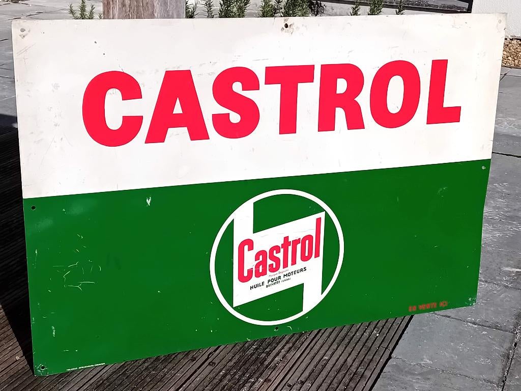 Panneau publicitaire en aluminium CASTROL ca 1960, Enlèvement ou Envoi, Comme neuf, Panneau publicitaire